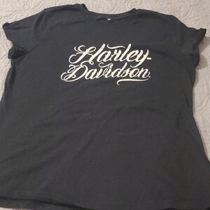Harley-Davidson Black Tee with White Script Logo Size XL